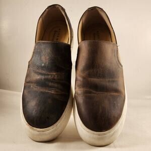 Alex Marie Women's 4 Feature Tech Brown-Leather Platform Slip-on Sneakers 6M